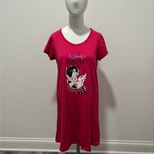 Goodnight Kiss 'Nobody's Purrfect' Pink Cat Graphic Nightshirt Women’s S